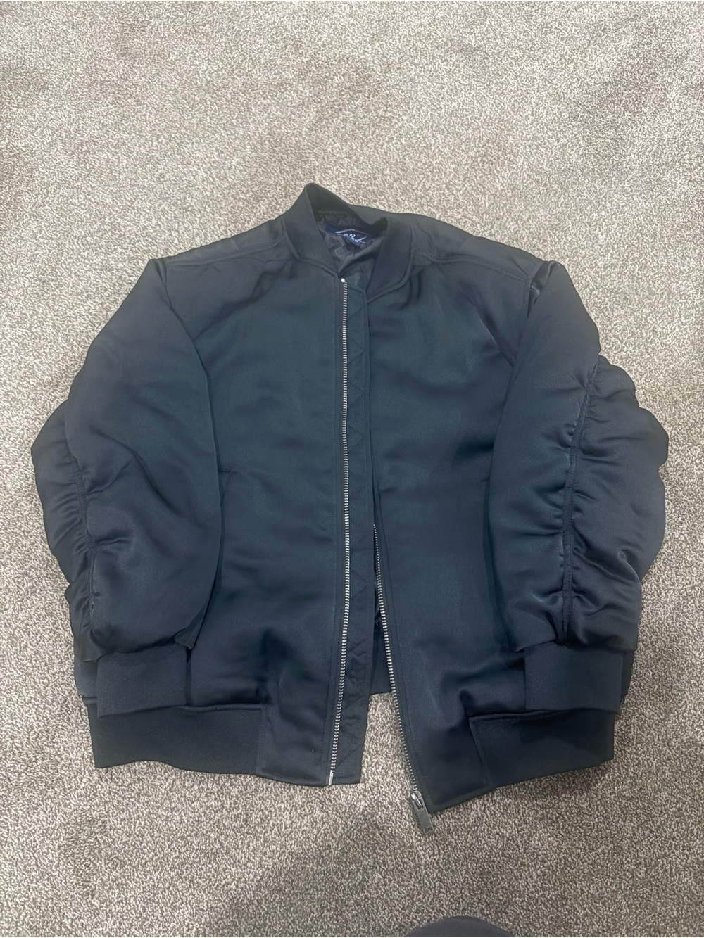 Men's Black Bomber Jacket - Lightweight Zip Front NWT